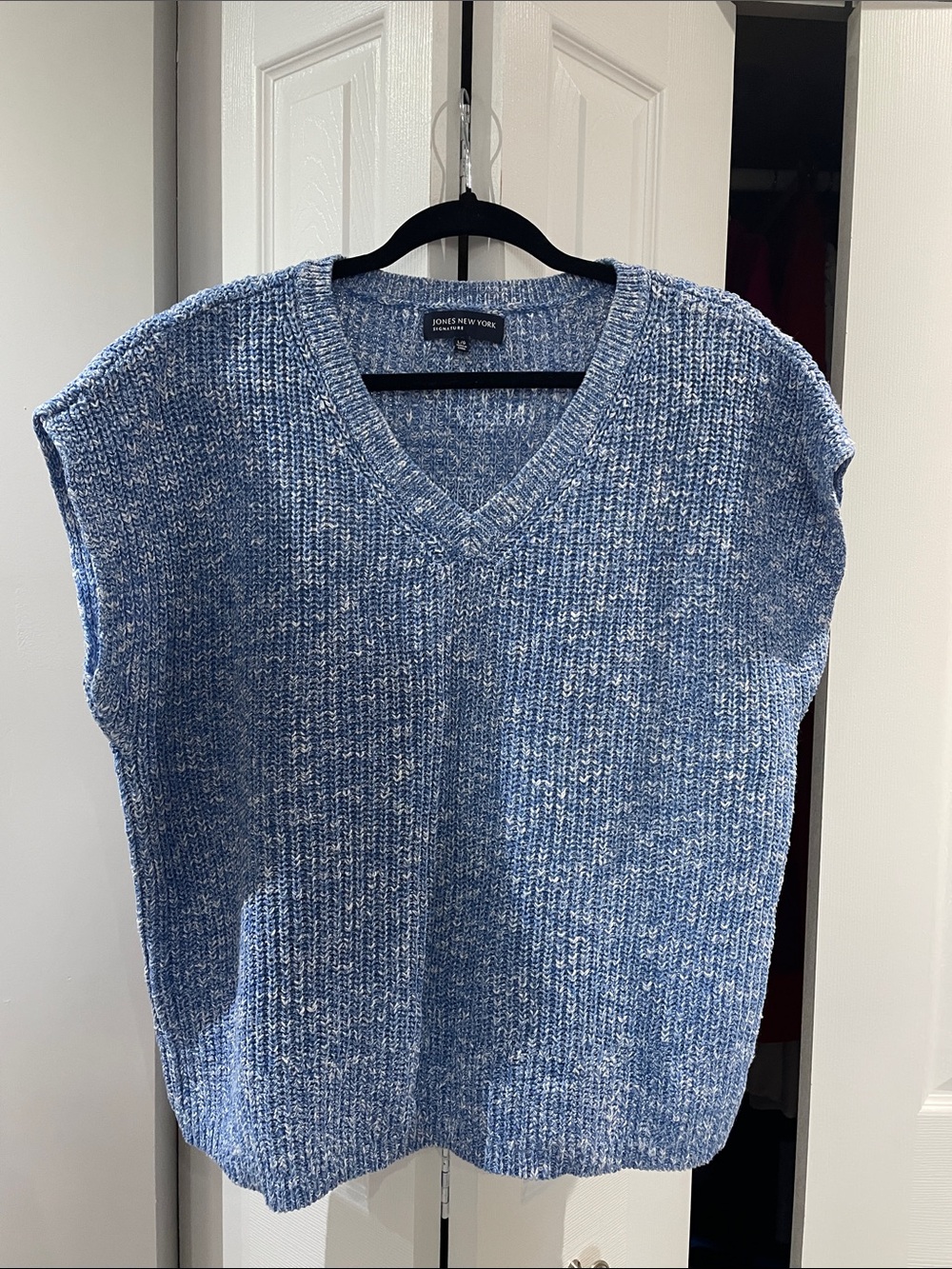 Jones New York Heathered  Blue V-Neck